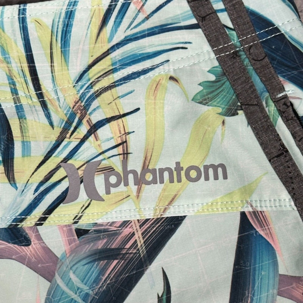 Hurley Board Shorts Mens 30 Blue Green Floral Phantom‎ JJF Swim Surf 9" Inseam - Picture 7 of 9